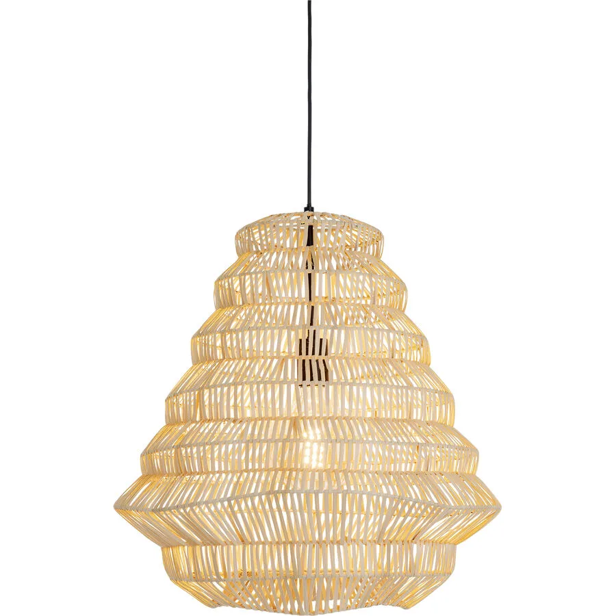 Pendellampe Zina Braun/Schwarz Rattan 50 cm 120 cm - Farbe: natur/schwarz