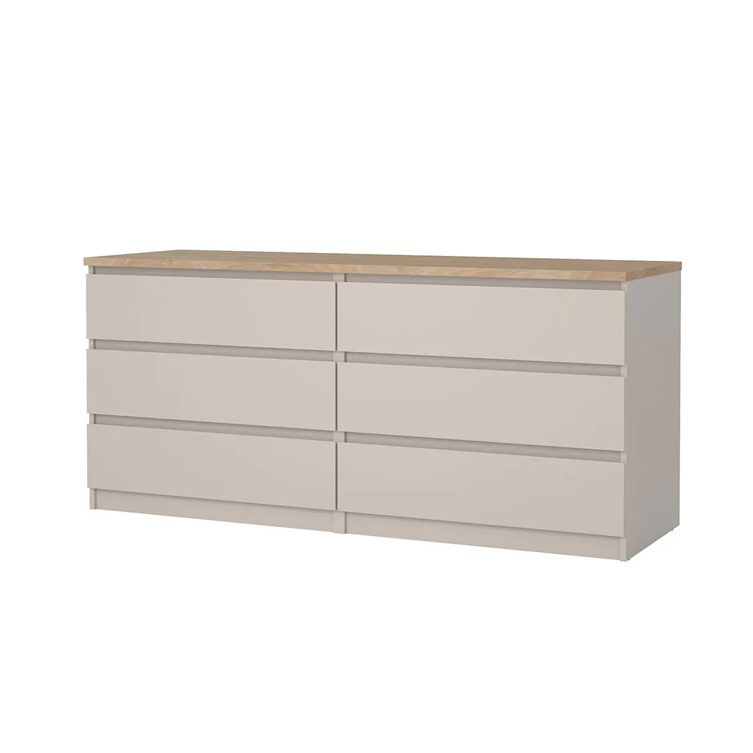 Naia Kommode 6 Schubladen Eiche Dekor.