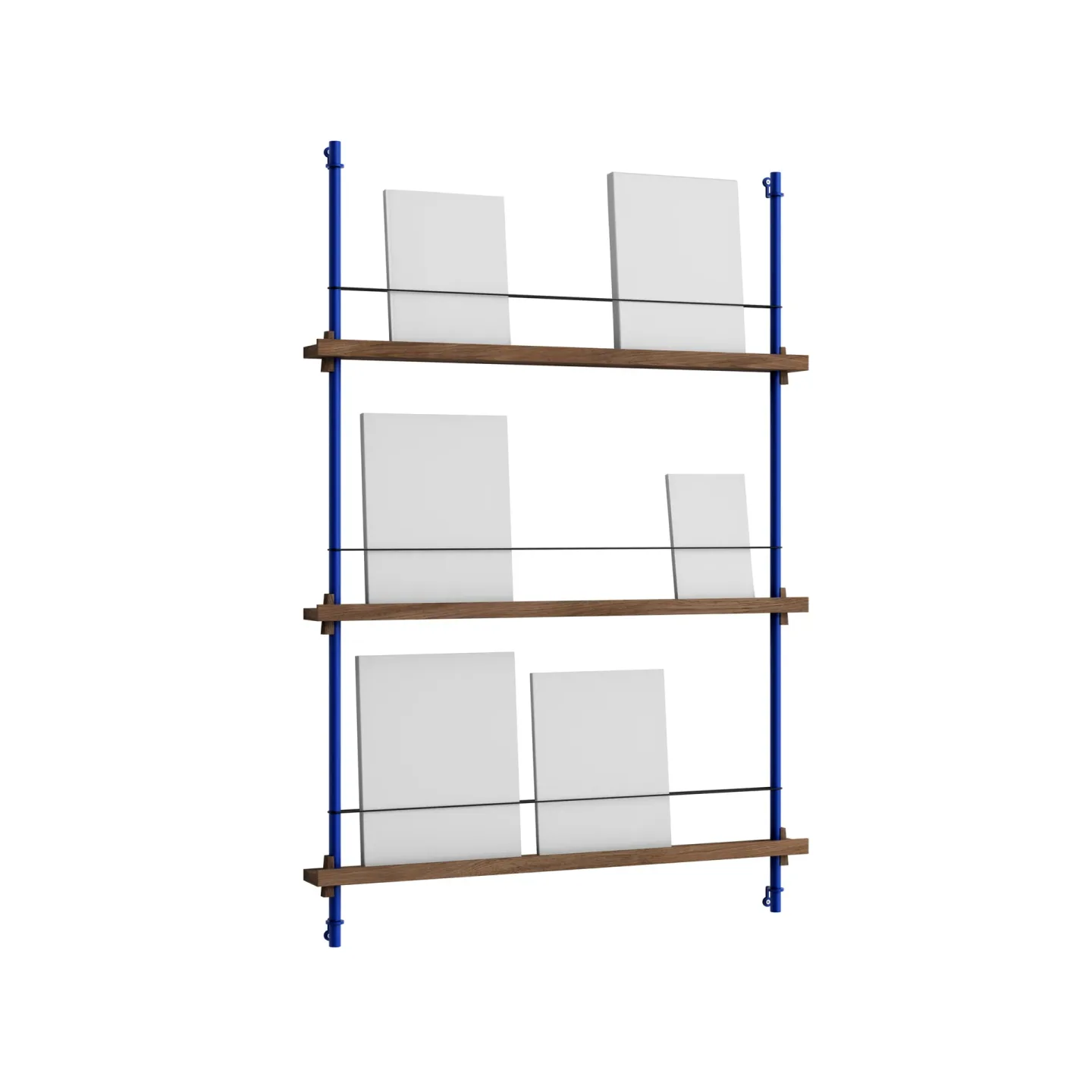 MOEBE Magazine Shelving tidningsställ Rökt ek-deep blue, 85x115x7 cm, MS.115.1