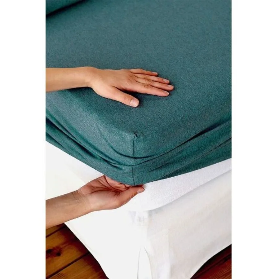 Living Home Fixleintuch Melange petrol Baumwolle 100 x 200 cm