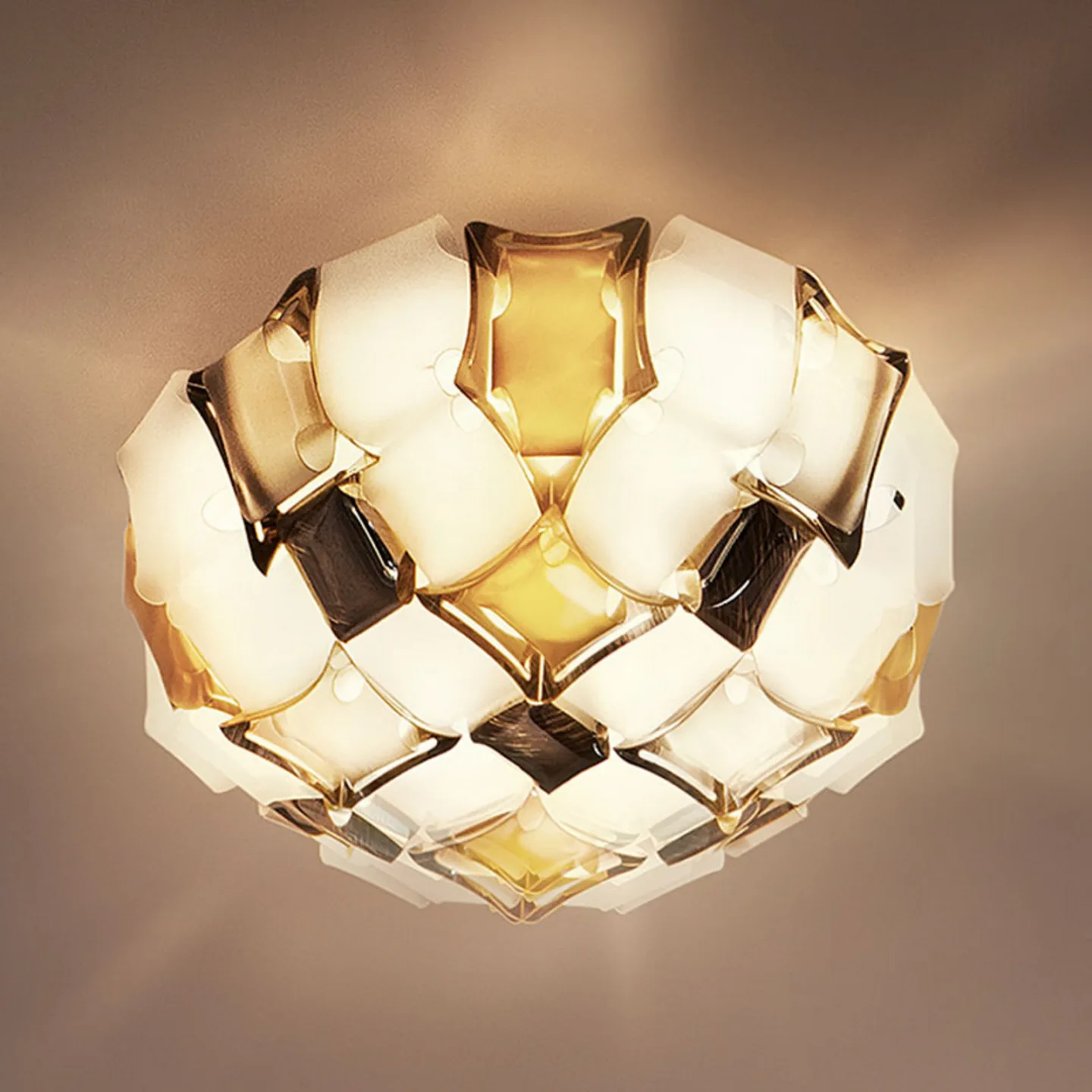 Mida Deckenleuchte, Ø 67 cm, amber/weiß - Slamp - Wohnzimmer - Design - Kunststoff - Rund