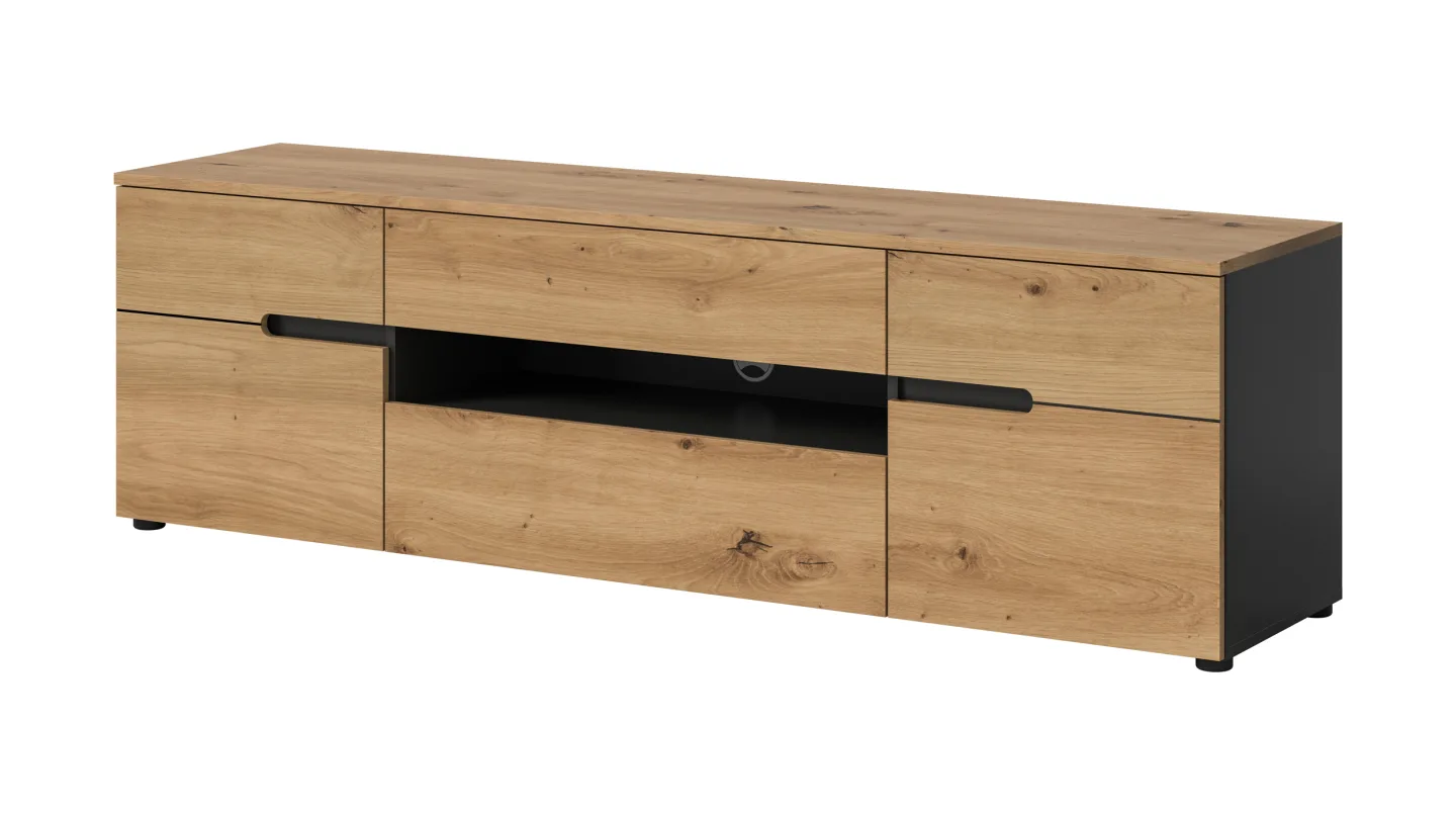 TV-Lowboard Artisan Eiche anthrazit 184 cm - CANU
