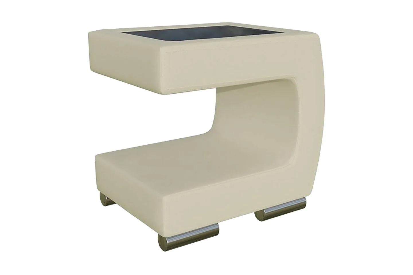 Honstad Sängbord 32 cm Höger - Konstläder/Glas/Beige/Svart