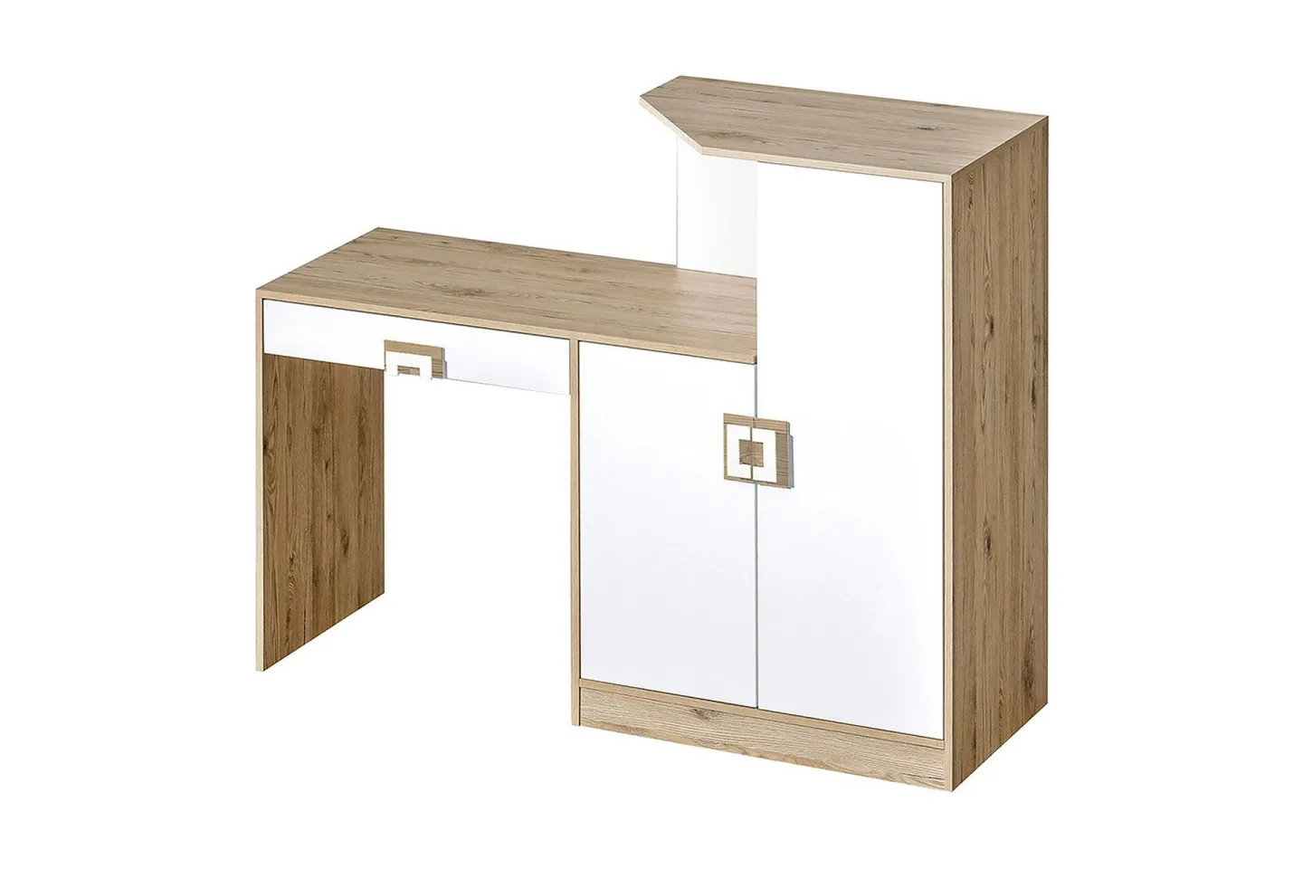 Klacksberg Skrivbord 150 cm med Förvaring Låda + Skåp - Beige/Vit