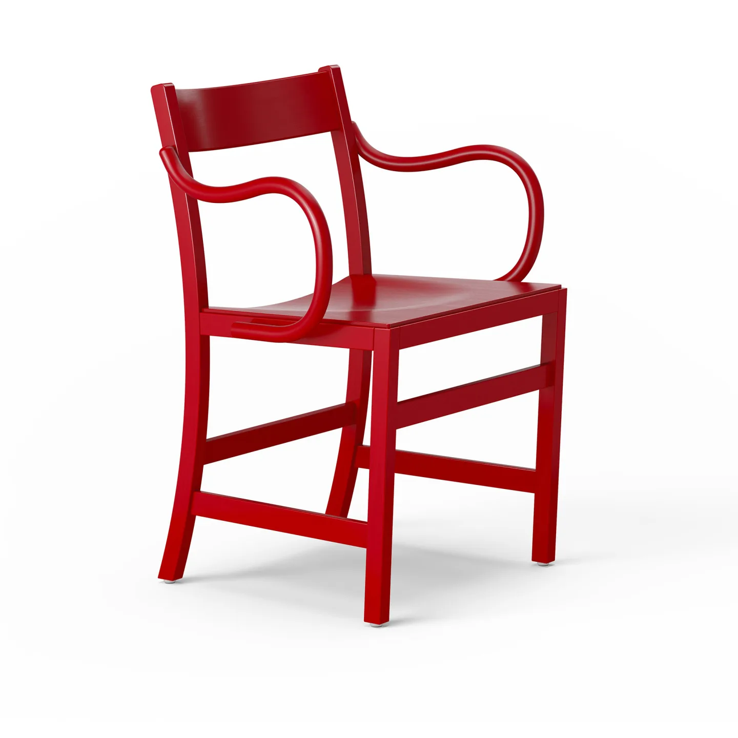 Massproductions - Waiter XL Armchair, Red Laquered Beech, Utan klädsel - Matstolar - Chris Martin - Röd - Trä