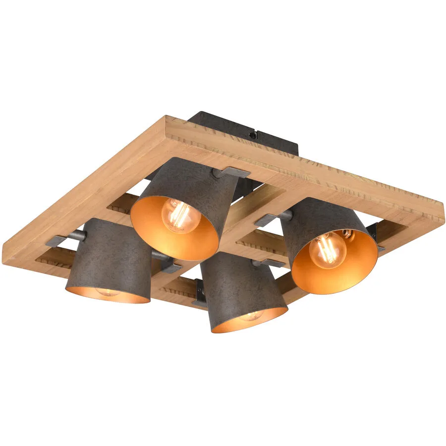 Deckenlampe Bree Grau Metall 39 cm 19.8 cm - Farbe: Nickel antik