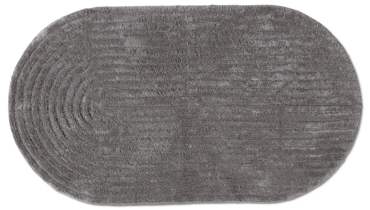 Oval baderomsmatte - Evena (mørkegrå) (Størrelse: 50 x 90 cm)
