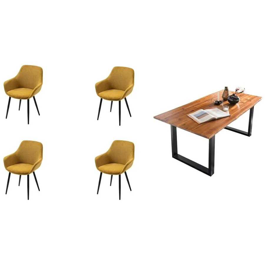 Essgruppe Eats cognac Akazie/Strukturstoff B 180 T 90 cm 4