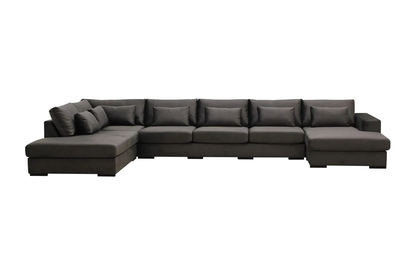 Grande 6-sits U-Soffa med Divan Höger - Mörkgrå Sammet