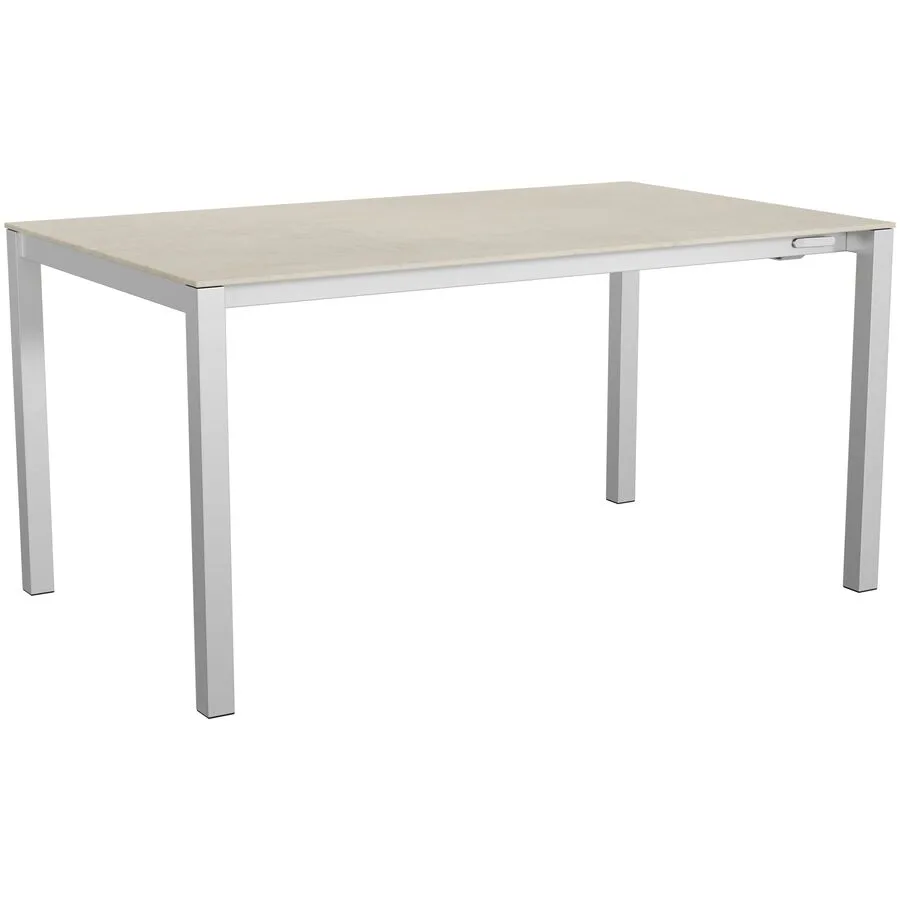 Gartentisch ausziehbar Campo Grande Edelstahl gebürstet / Travertino Romano Keramik/Edelstahl B 150 T 90 cm - Möbel Konfigurator: Traummöbel