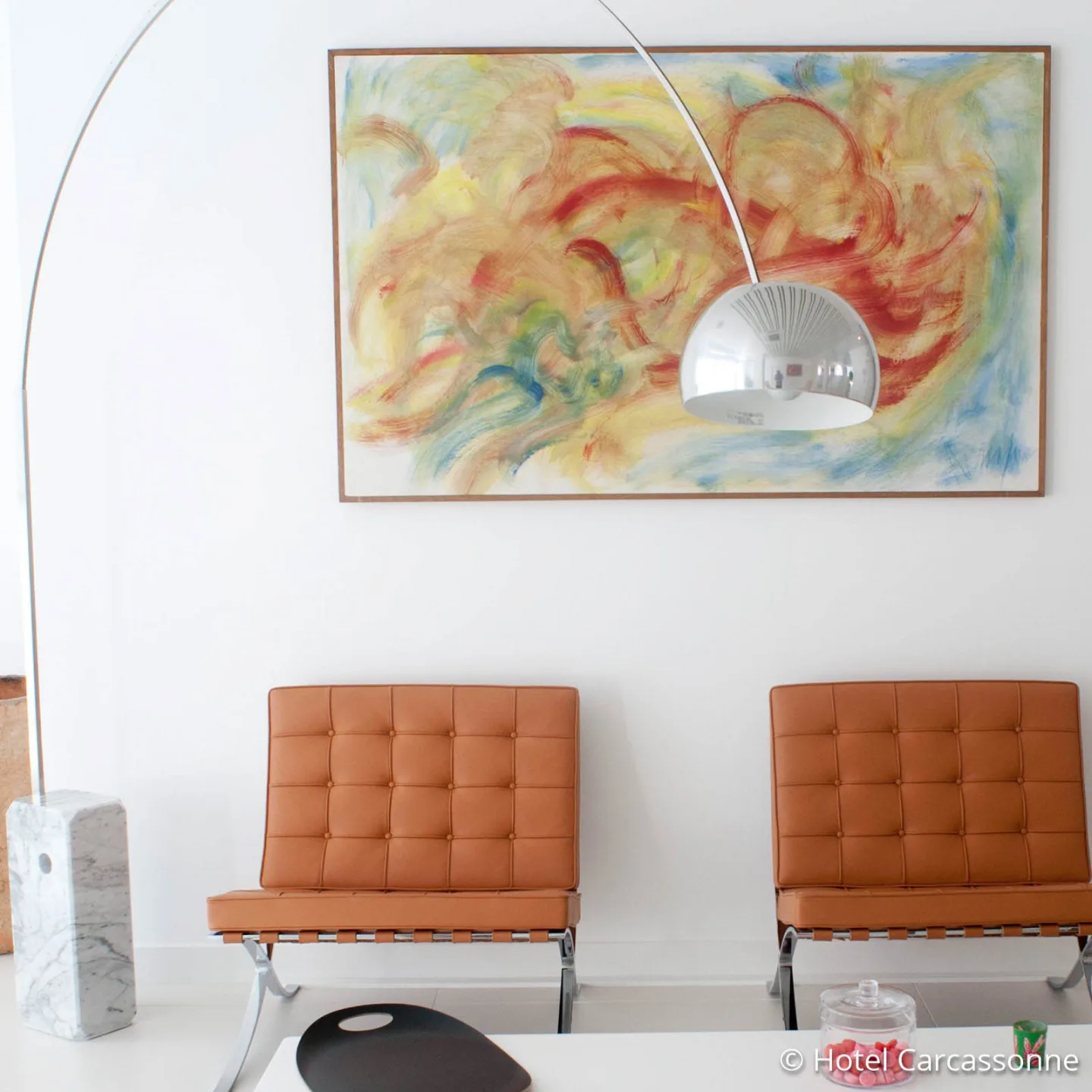 Flos Arco Stehleuchte Chrom-Fuß aus Carrara-Marmor