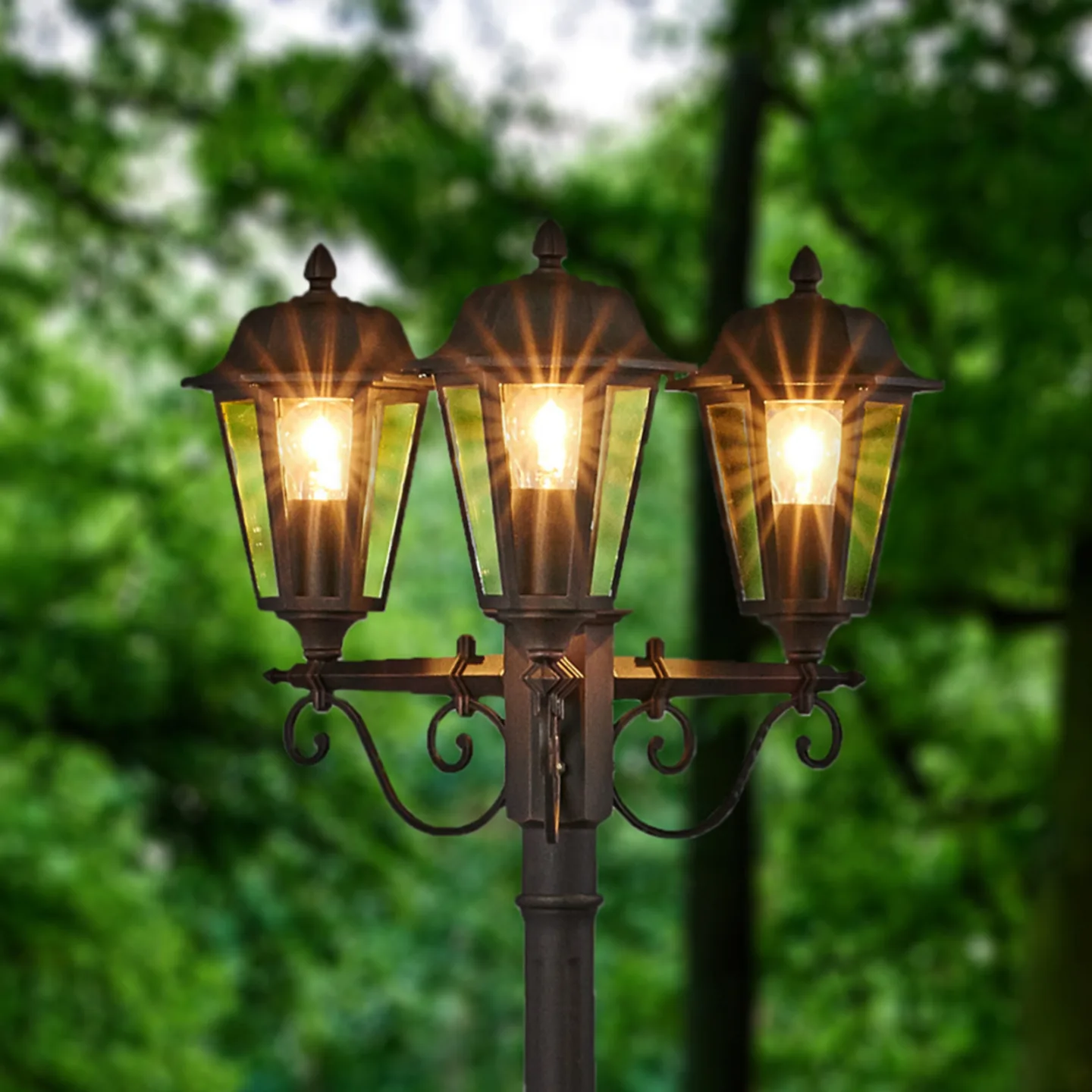 Lamina 3 Parkleuchte Clear/Rust - Lindby - Antik - Aluminium - Mehrflammig