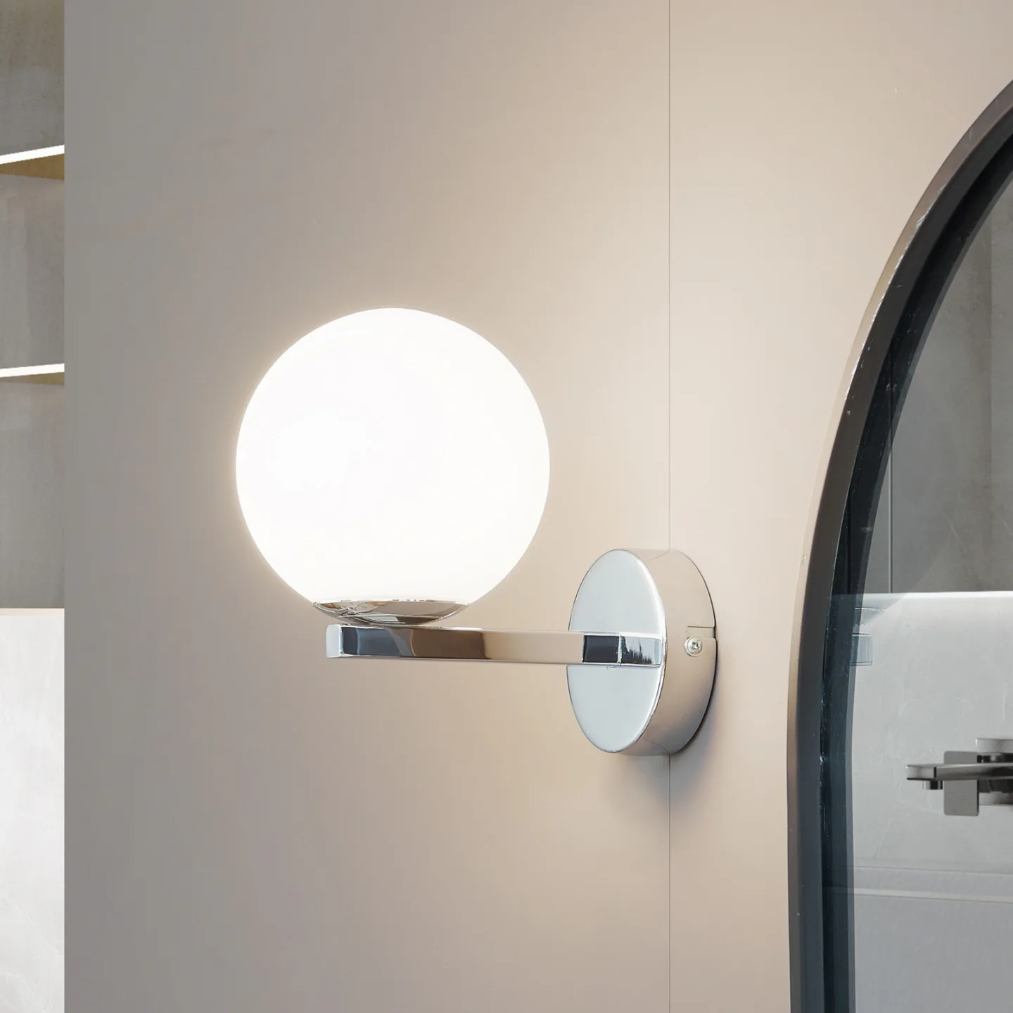 Bidolo Wandleuchte IP44 Chrom - Lucande - Badezimmer - Glas - Kugel