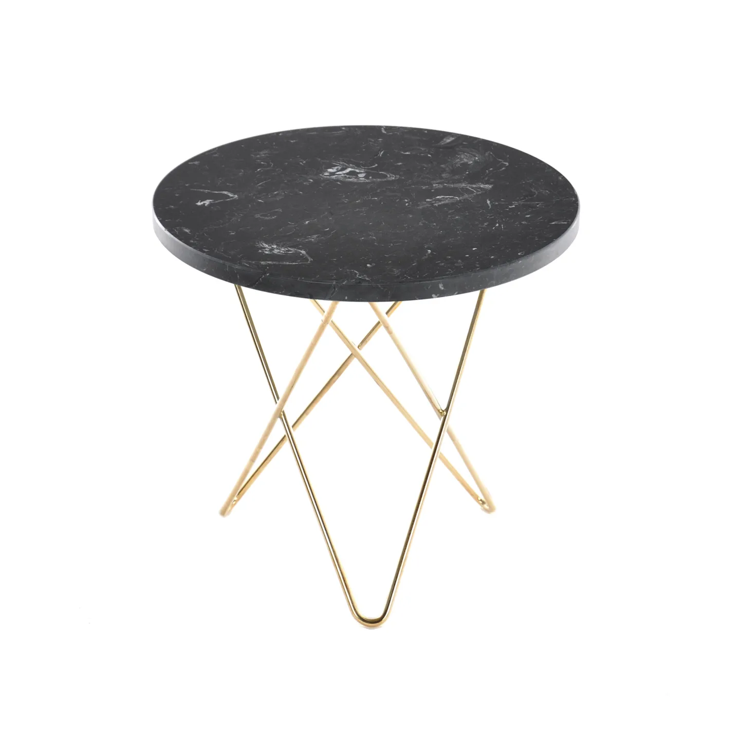 OX Denmarq - Mini O Table, Brass Frame, Top: Black Marble - Sidobord - Dennis Marquart - Svart - Metall/Sten