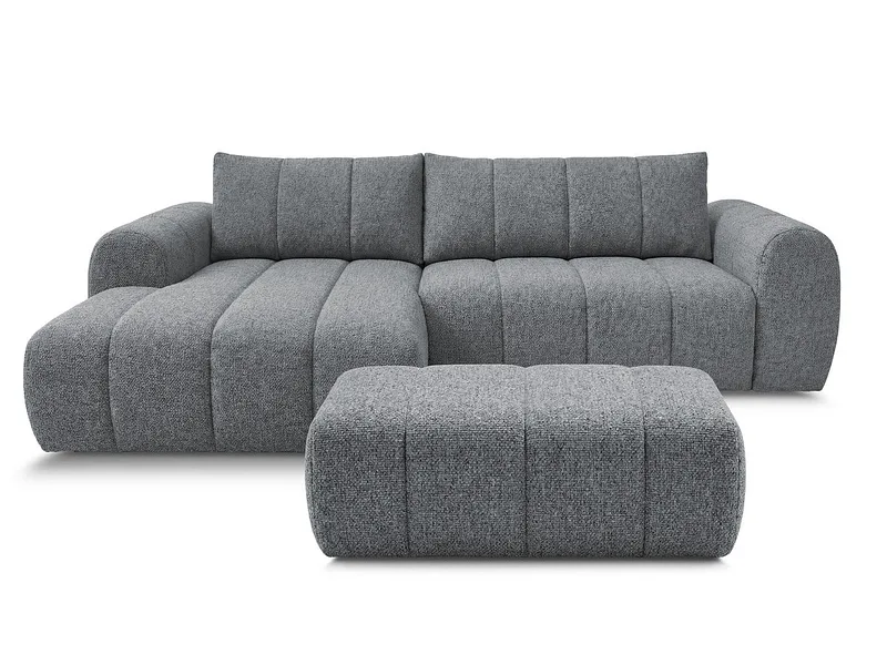 Ecksofa mit Hocker BOBOCHIC NESTY Stoff chiniert dunkelgrau