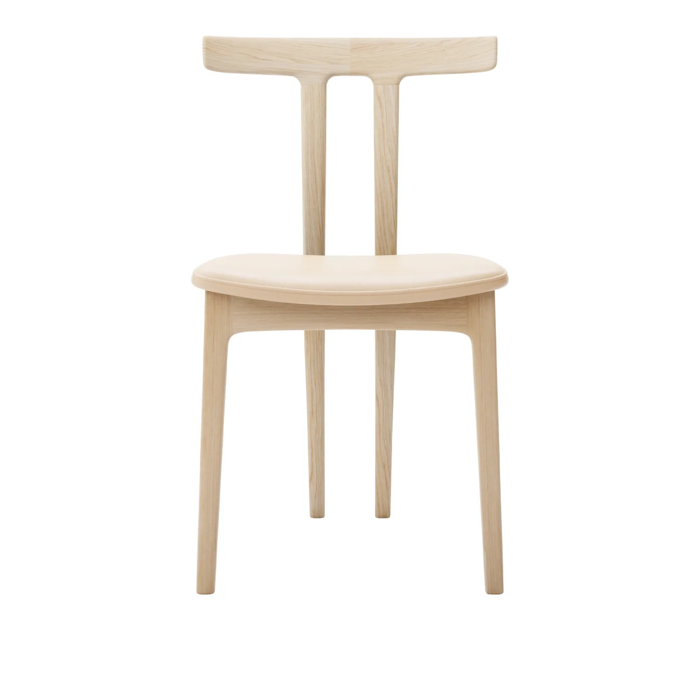 Carl Hansen - OW58, T-Chair, White Oiled Oak, Leather Cat. C Sif 90 - Matstolar - Ole Wanscher - Läder/Trä/Skum