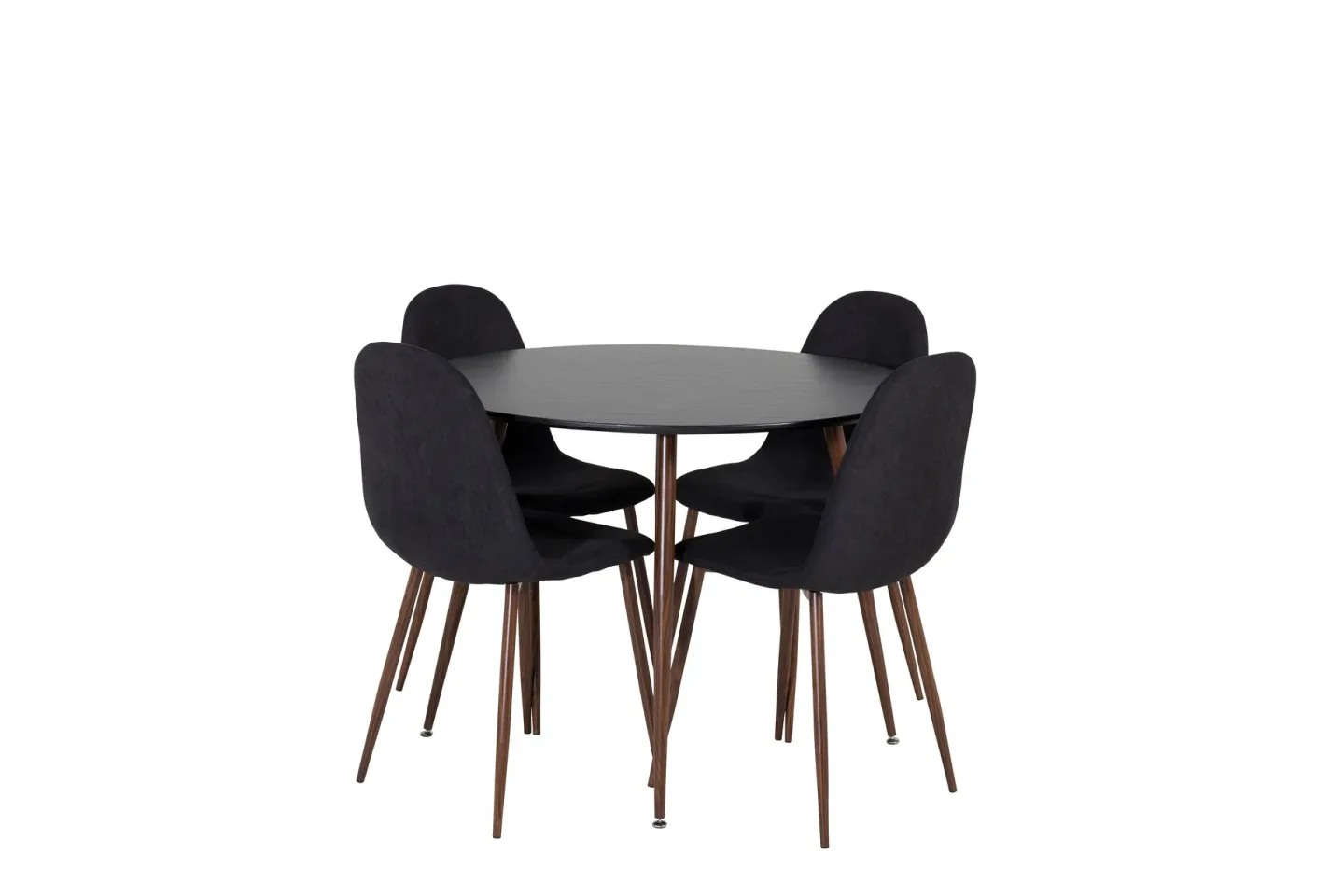 Plaza Matgrupp 100 cm Rund med 4 Polar stolar - Svart