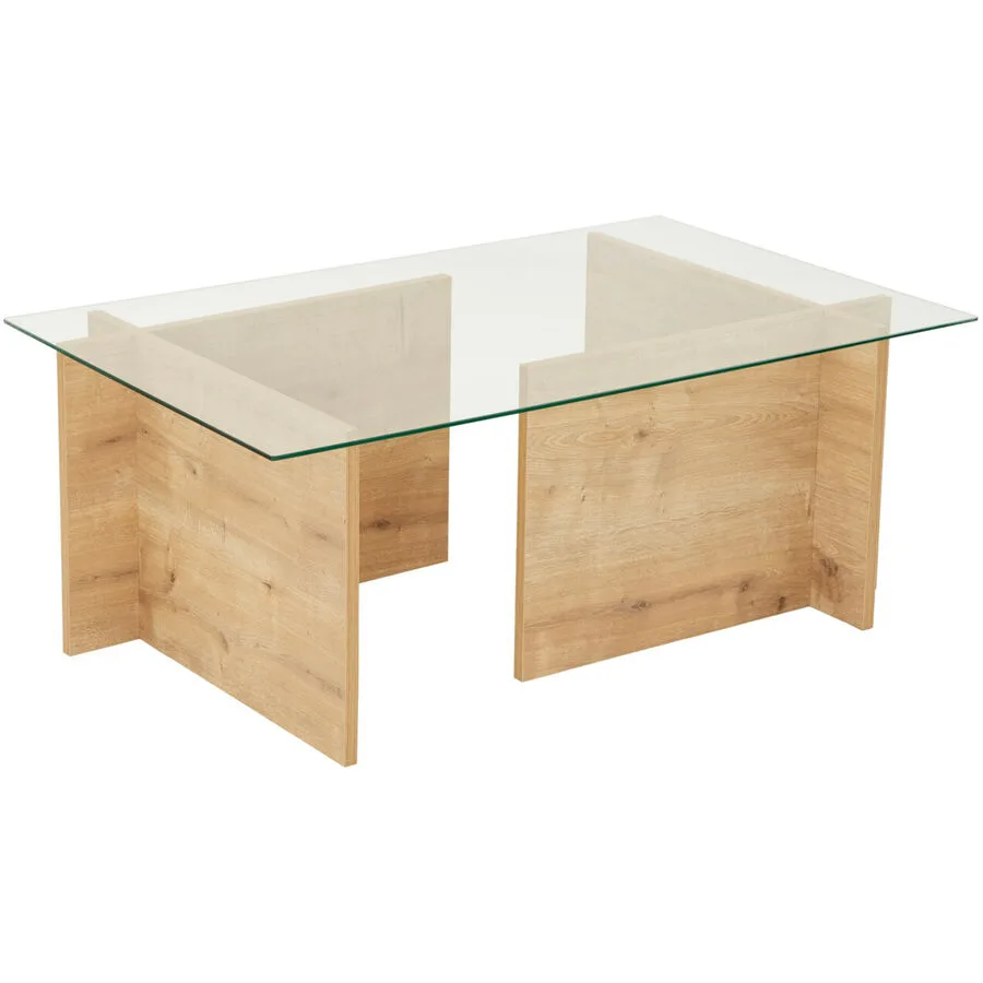 Salontisch Yasam eiche Glas, Holz B 105 T 65 cm