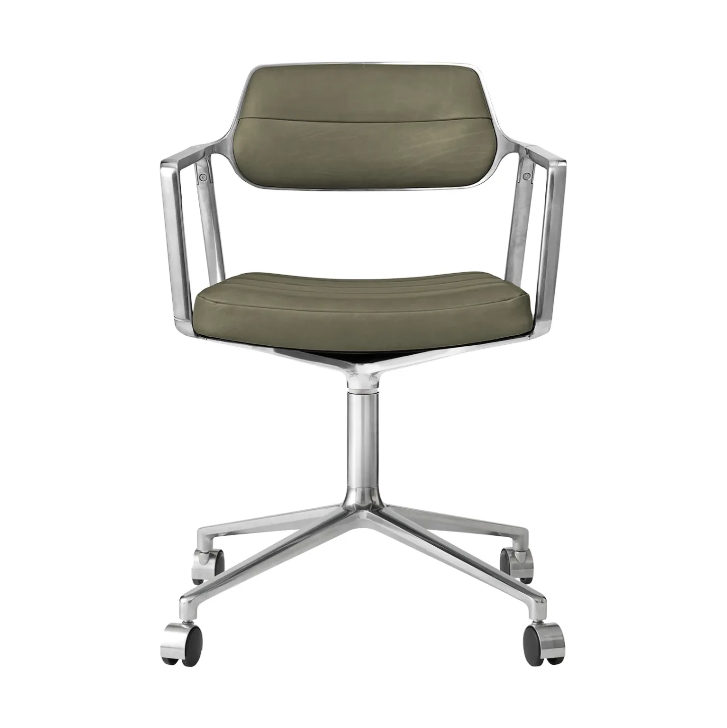 Vipp Vipp453 Swivel kontorsstol med hjul Leather bosco green-pol. aluminium