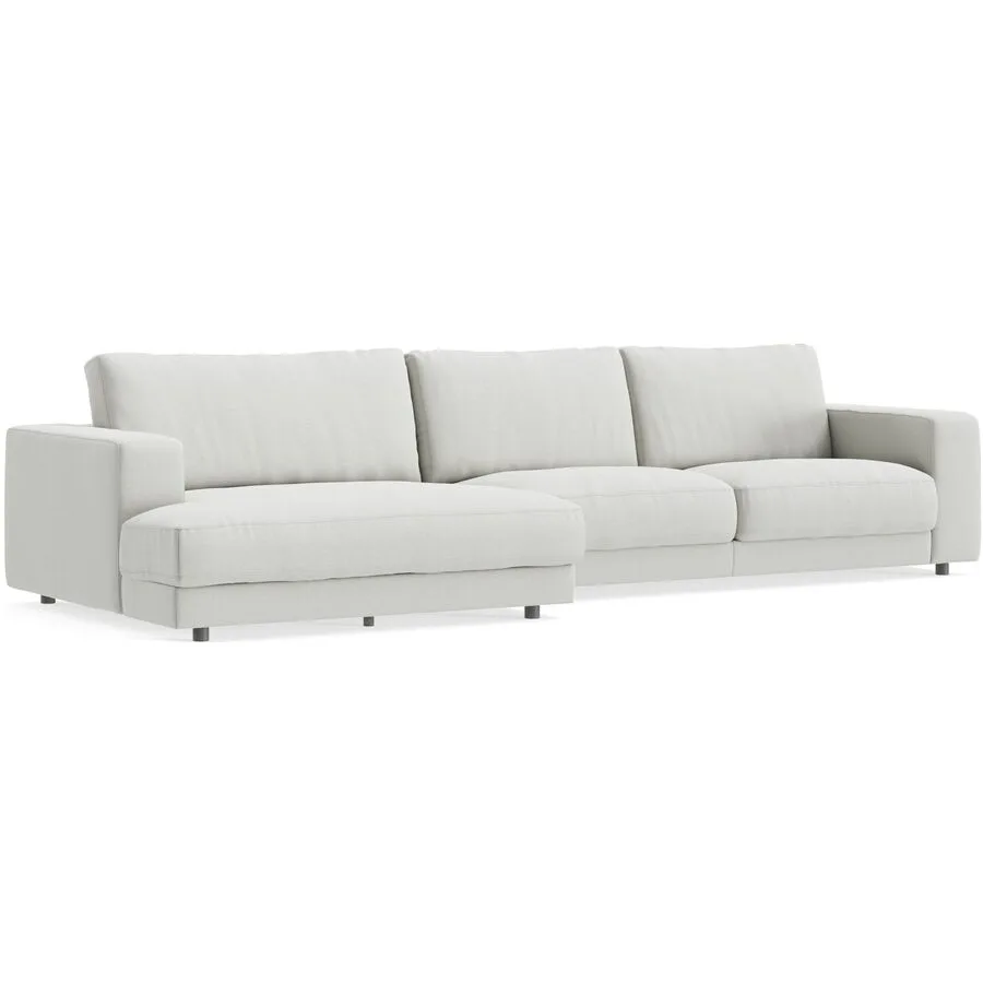 Ecksofa Ava Links Bezug: 98% Polyester, 2% Nylon sand B 350 T 150 cm - Möbel Konfigurator: Traummöbel individuell zusammenstellen