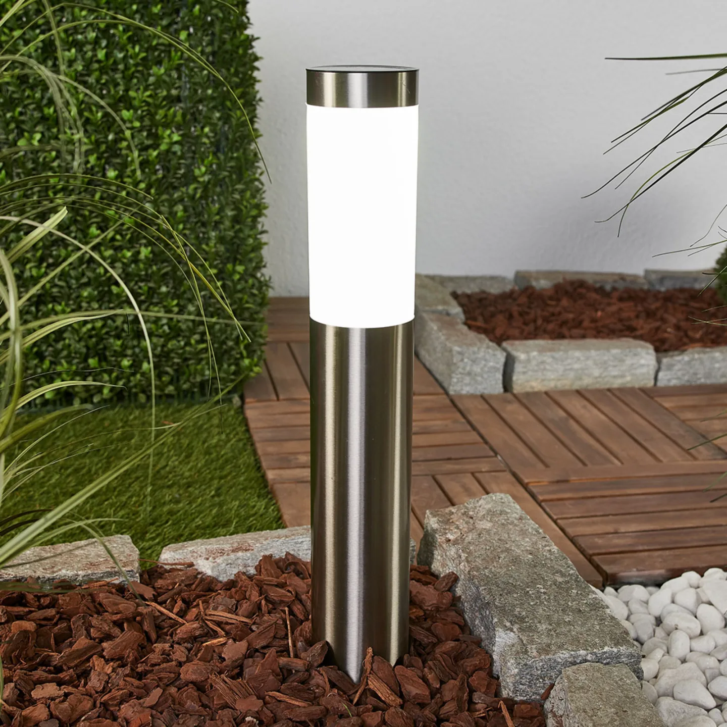 Aleeza Solcelle Lampe Steel/White - Lindby - Terrasse - Moderne - Rustfrit stål - Med én lyskilde