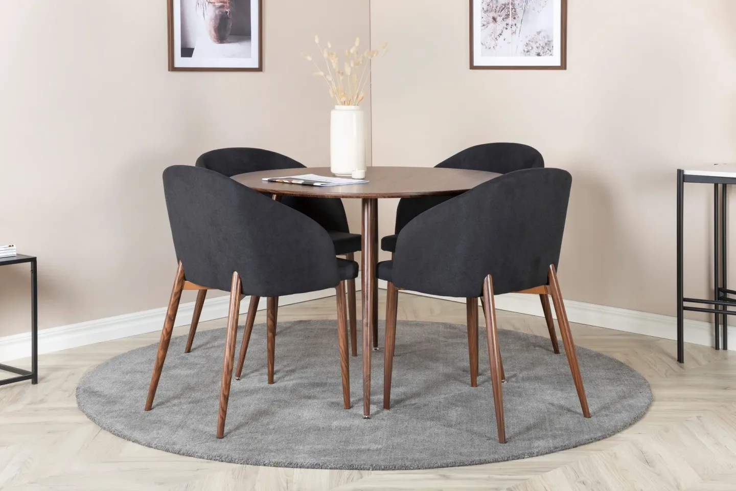 Ridones Matgrupp Rund 100 cm + 4 st Kullersbro Matstolar -