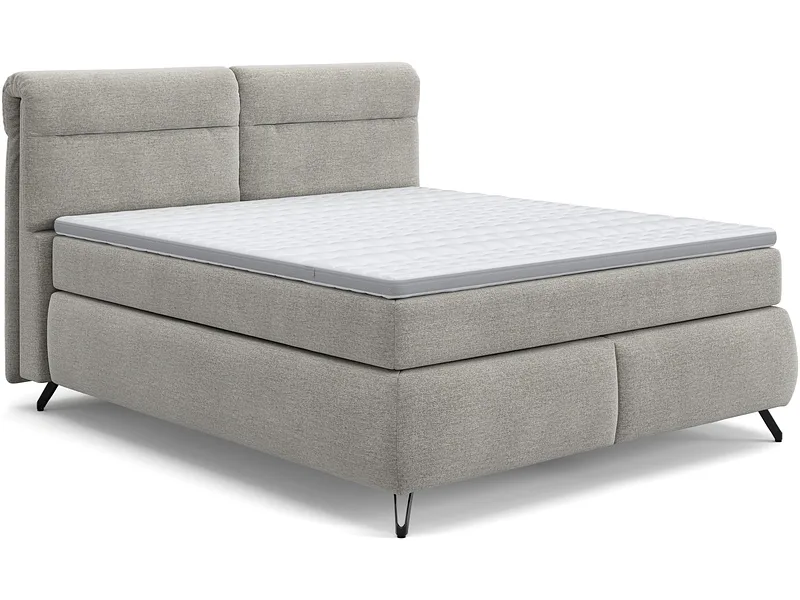 Boxspringbett SWISS HOME STYLE AMBER hellgrau 180x200cm fest