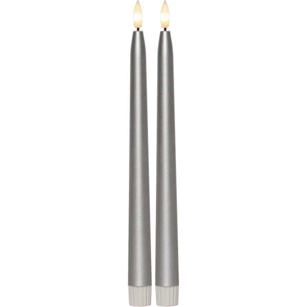 Star Trading - LED Antikljus Flamme Metal 28cm - Batteriljus - Silver