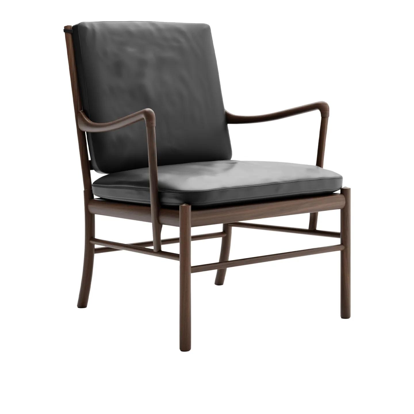 Carl Hansen - OW149 - Colonial Chair, Oljad Valnöt, Lädergrupp B Thor - 301 - Fåtöljer - Ole Wanscher - Svart - Läder/Trä