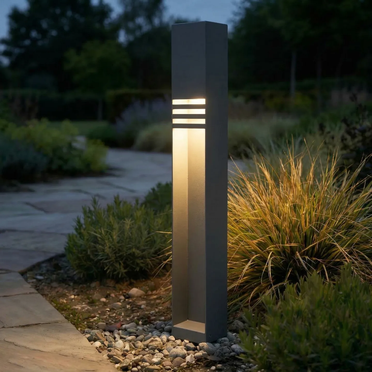 Oxido LED-gadelampe, antracit, højde 80 cm, IP44 - Lucande - Terrasse - Moderne - Rustfrit stål - Kantet