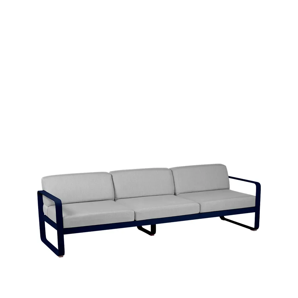 Fermob Bellevie soffa 3-sits Deep blue (blå), flannel grey dyna