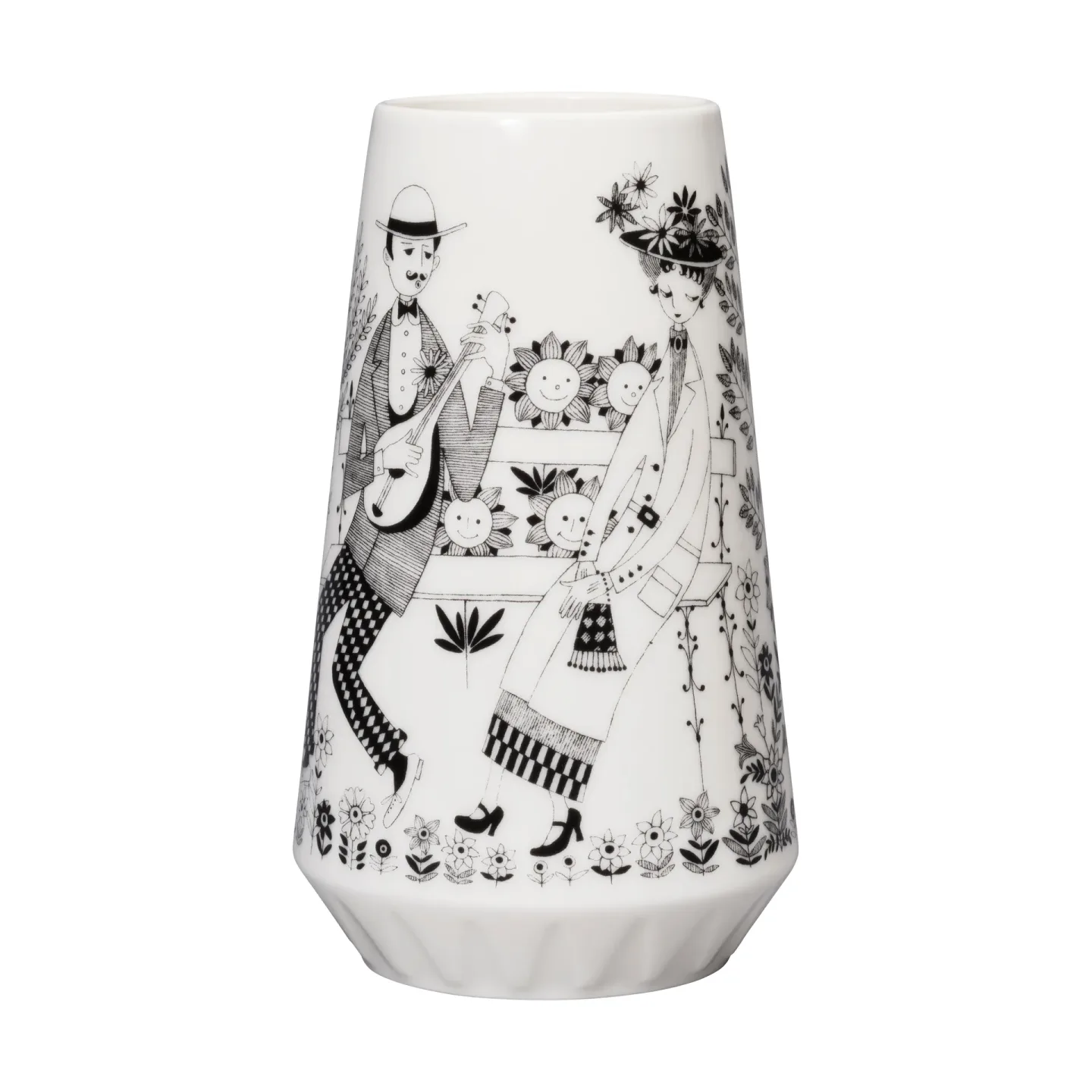 Arabia Emilia Vase 19cm Schwarz-weiß