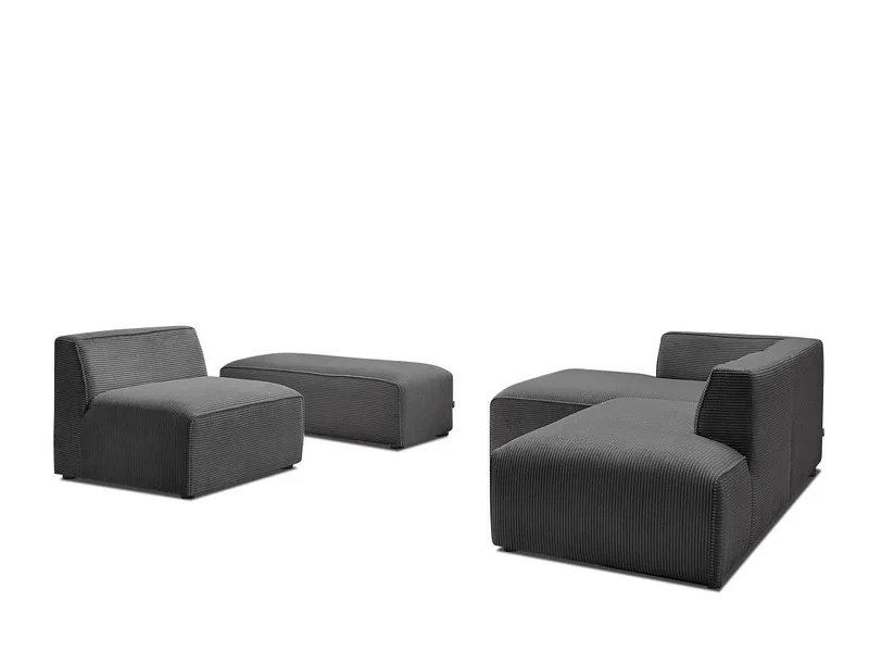Ecksofa BOBOCHIC MEGEVE Cord-Stoff dunkelgrau