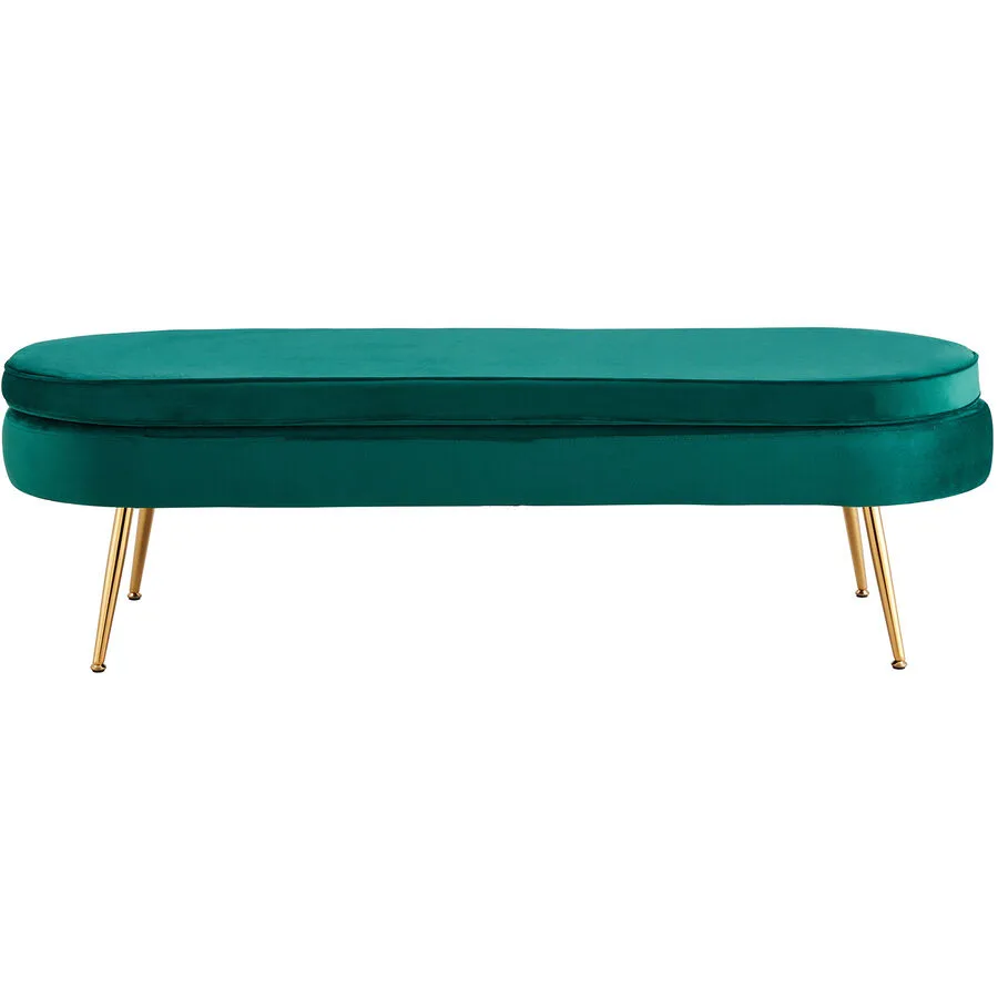 Hocker Khloe Grün, Gold Samt, Metall B 142 H 41 cm