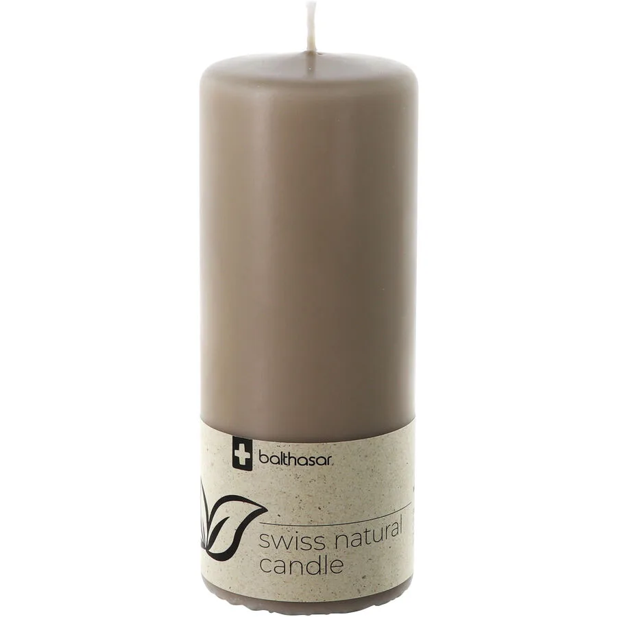 Balthasar Kerze Swiss Natural taupe H15 cm D6 cm, Brenndauer 55h - Material: Wachs