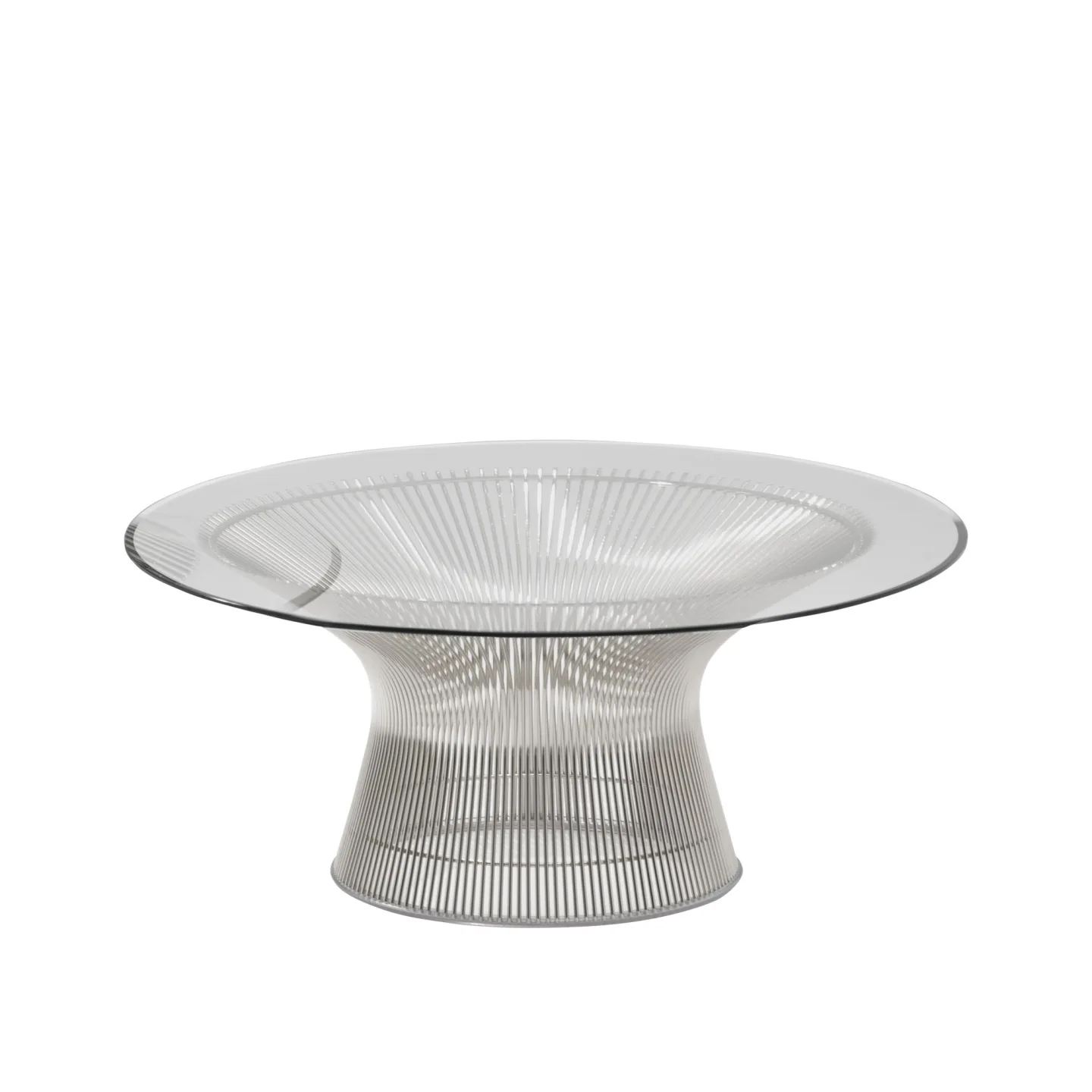 Knoll - Platner soffbord Ø 91,5 cm Polished Nickel - Soffbord - Warren Platner - Silver - Glas/Metall