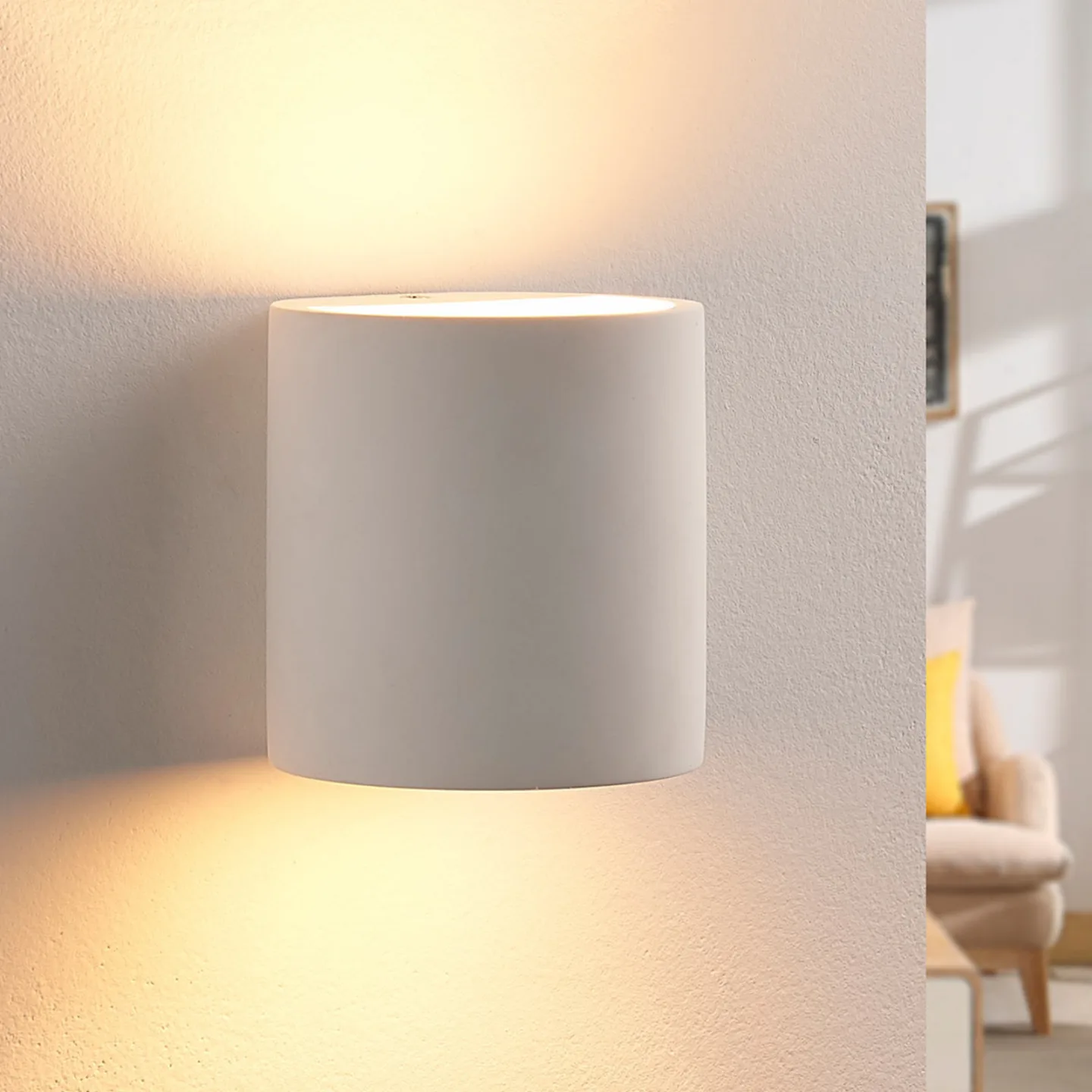 Krista Wandleuchte Cast White - Lindby - Wohnzimmer - Modern - Gips / Ton - Eckig