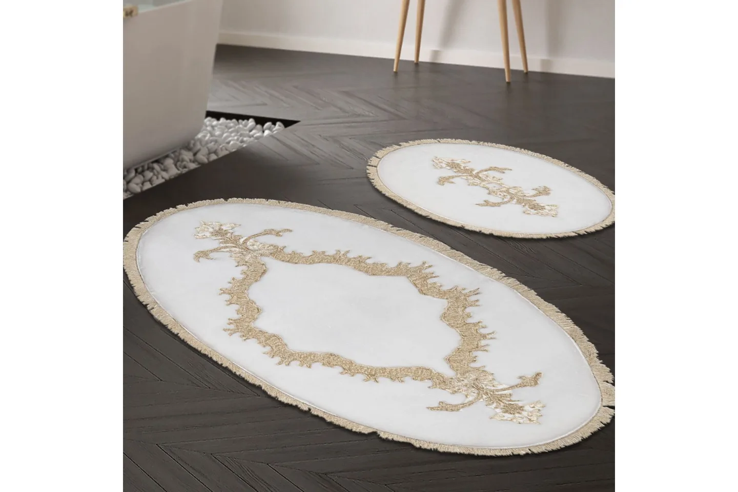 Paramik Badrumsmatta 65x115 cm Rektangulär - Creme