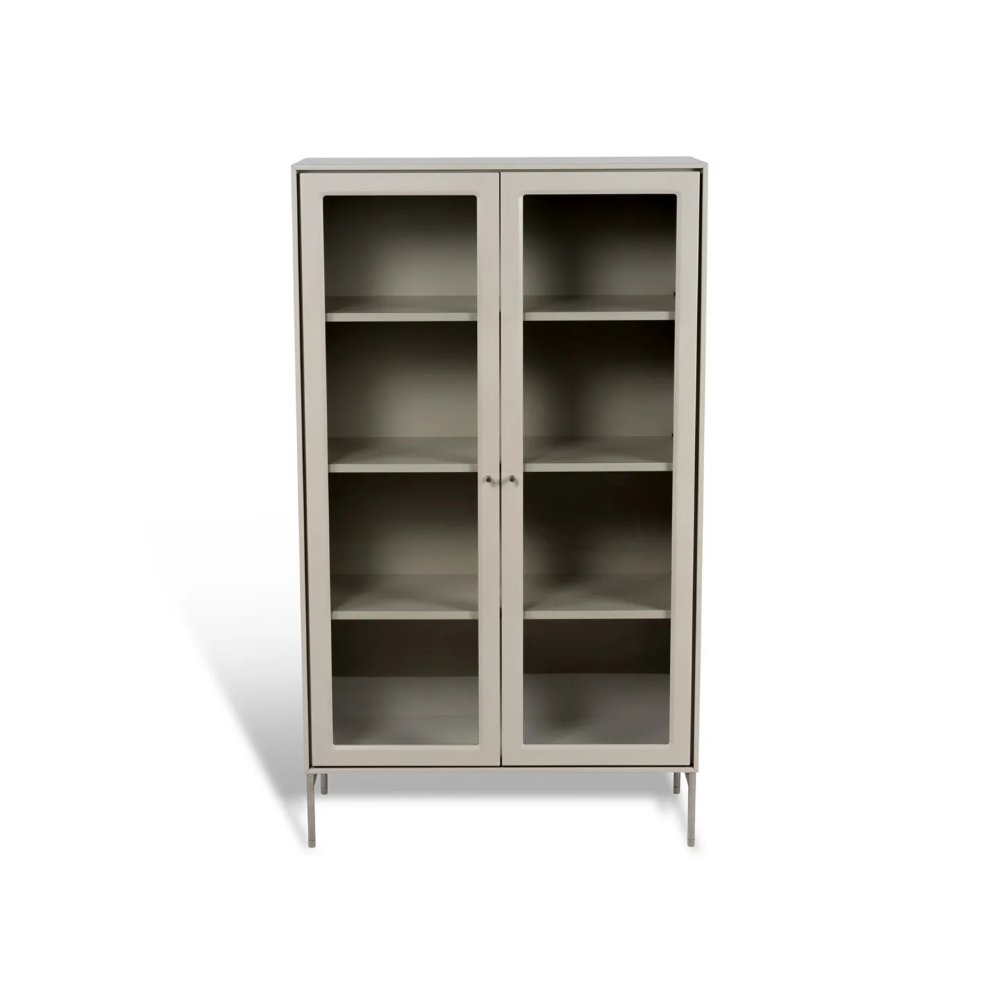 Mavis - Volt Vitrinskåp 130 cm Beige/Rostfritt - Skåp och vitrinskåp - Martina Elgemark - Silver,Beige - Glas/Metall