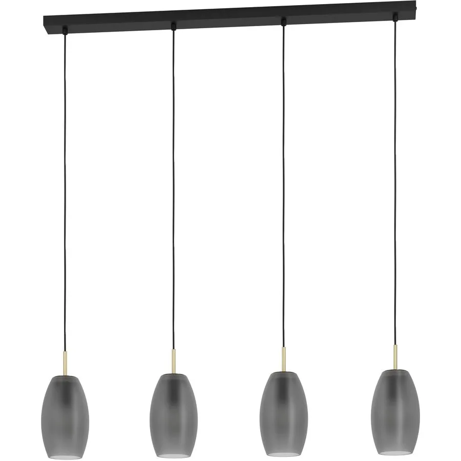 Eglo Pendellampe Batista Schwarz Stahl 12 cm 110 cm - Farbe: Schwarz/Messing