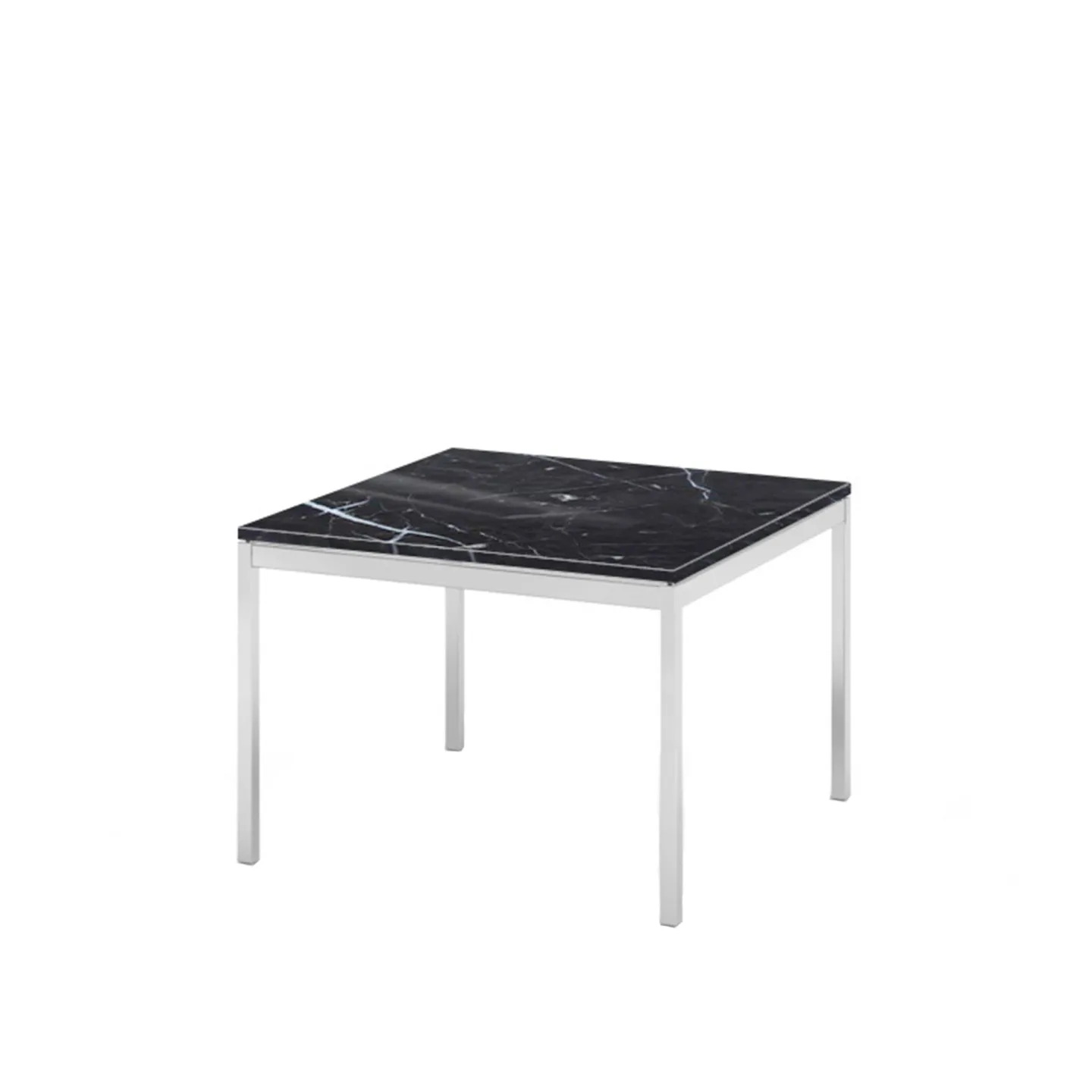 Knoll - Florence Knoll Low Table, Höjd 35 cm, 90 x 90 cm, skiva i Svart Marquina marmor - Soffbord - Florence Knoll - Svart - Metall/Sten