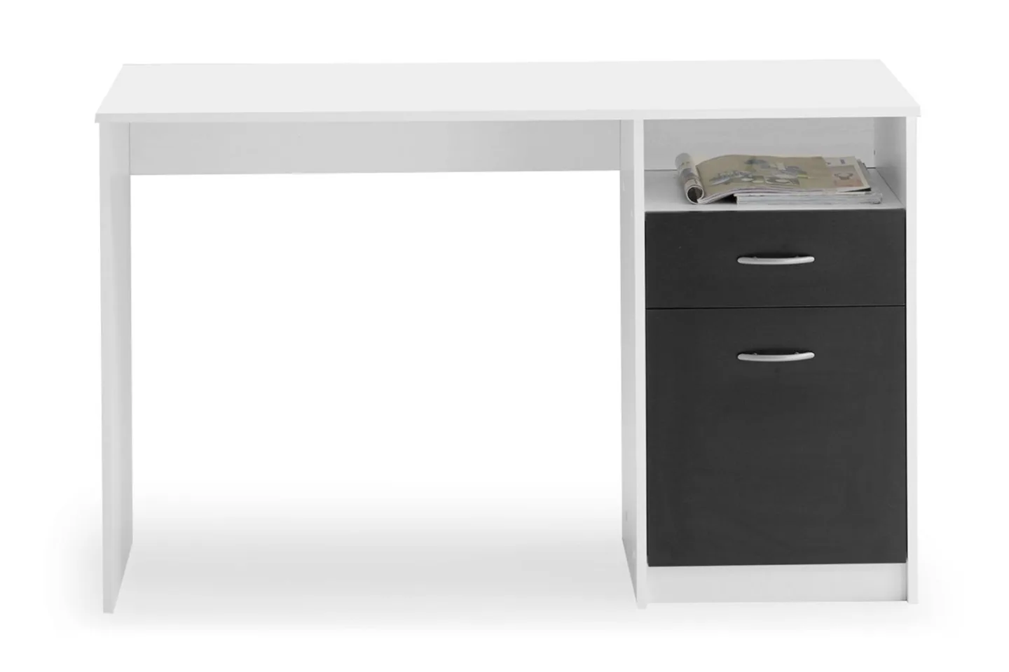 Jackson Skrivbord 123 cm med Förvaring Hylla + Låda + Skåp - Vit/Svart