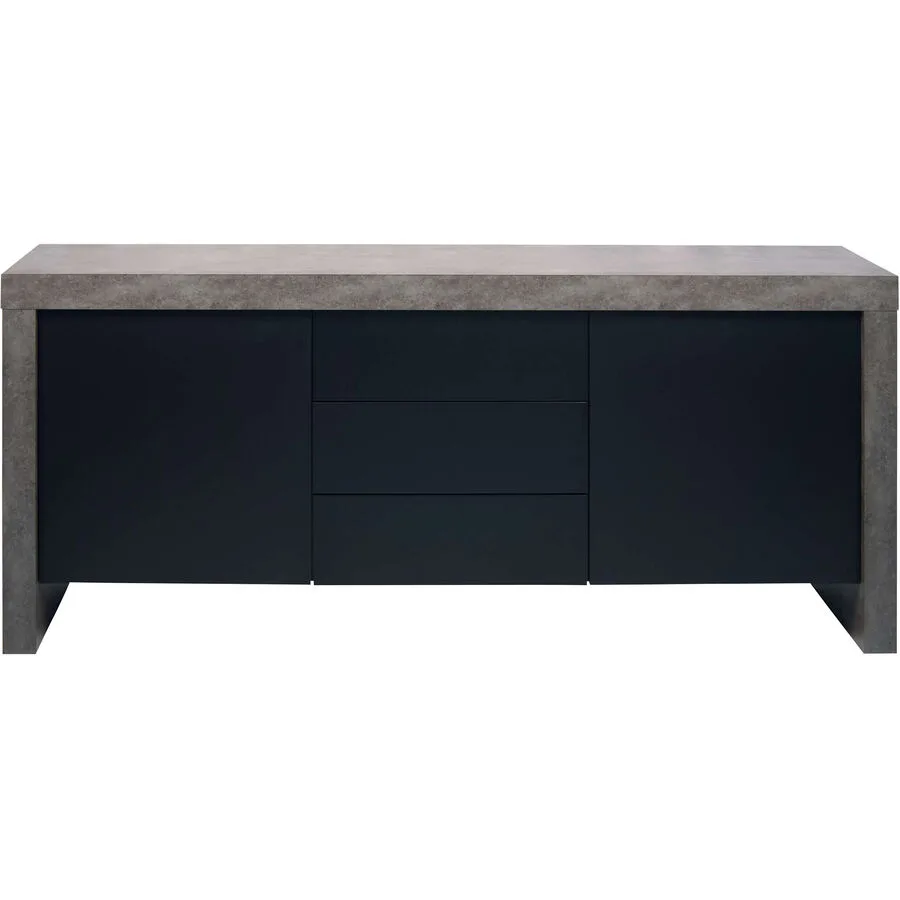 Sideboard Mill Betongrau, Schwarz Holzwerkstoff B 188 H 79 cm
