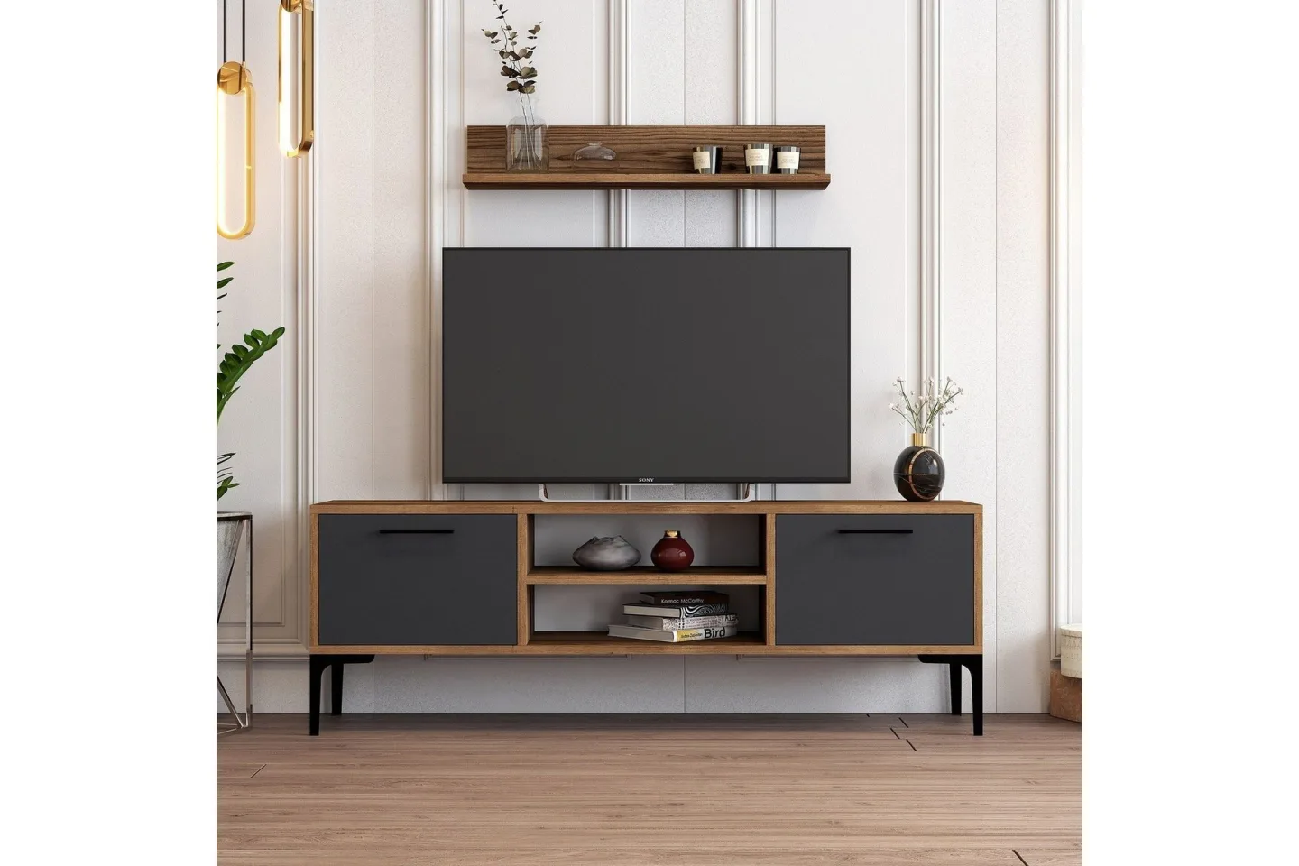 Holter Tv-bänk 140 cm - Valnöt/Antracit