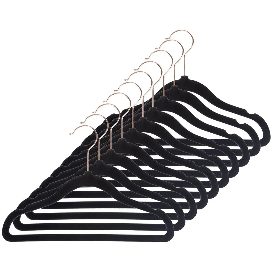 Kleiderbügel-Set COCON Schwarz Edelstahl/Stoff B 2 cm Set