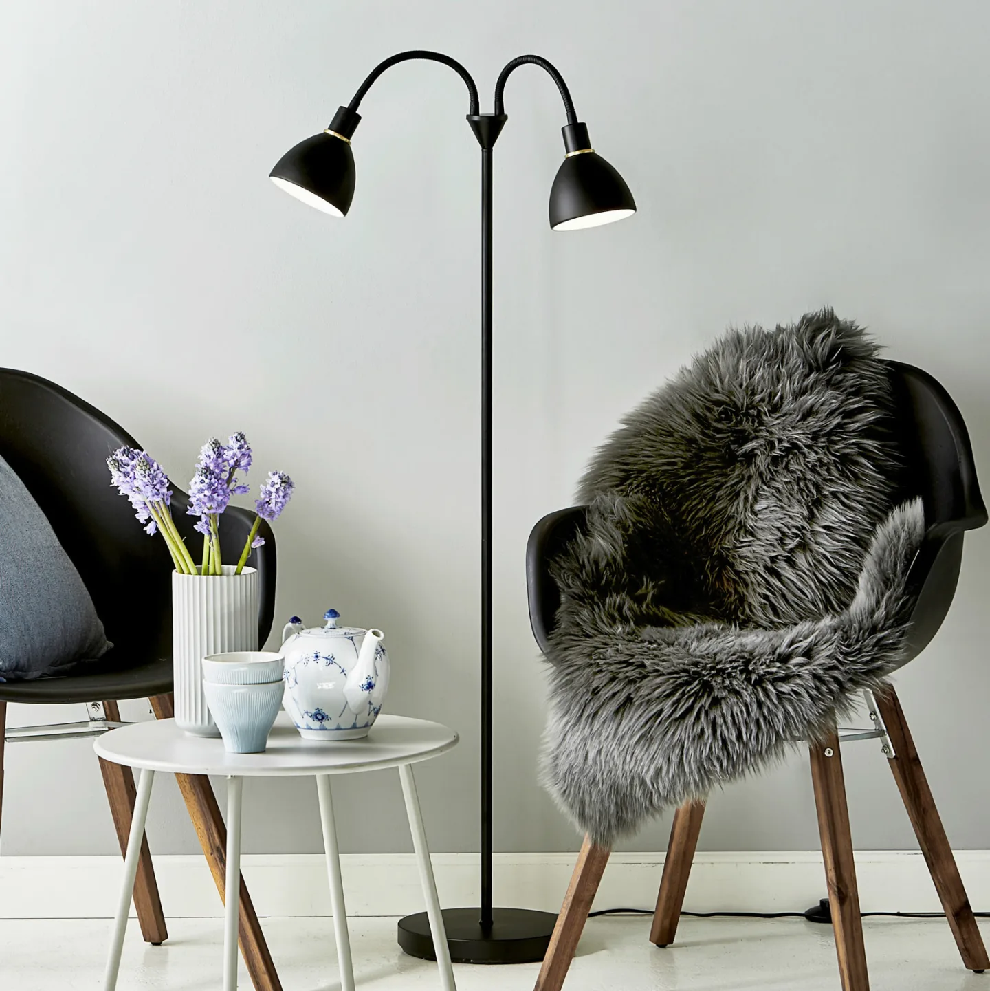 Ray Double Gulvlampe Black - Nordlux - Stue - Moderne - Metal - Med flere lyskilder