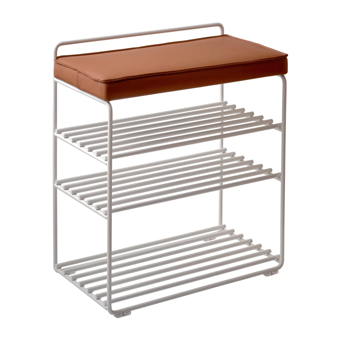 Maze Lower East Seat Regal-Hocker 50 x 28 x 58cm White-cognac leather