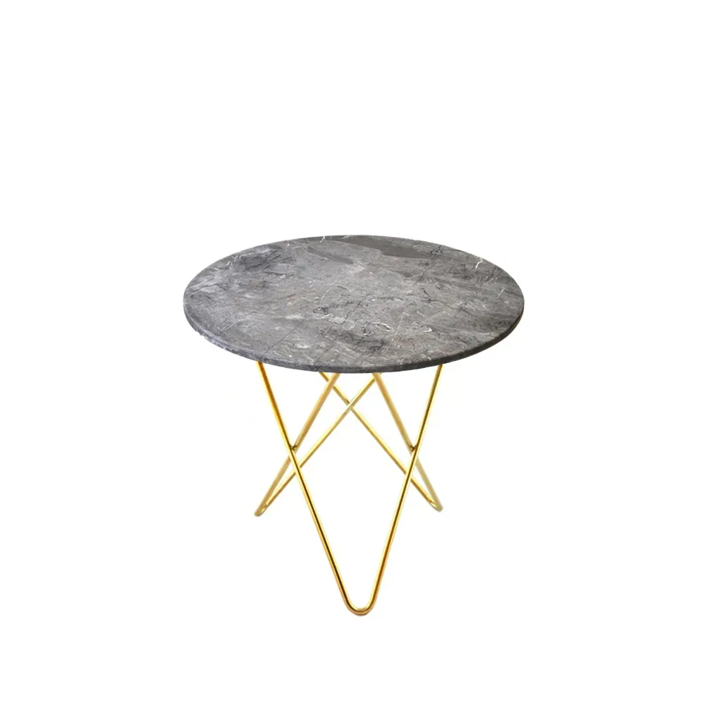 OX Denmarq Mini O Table Couchtisch Marmor grau , messinggestell