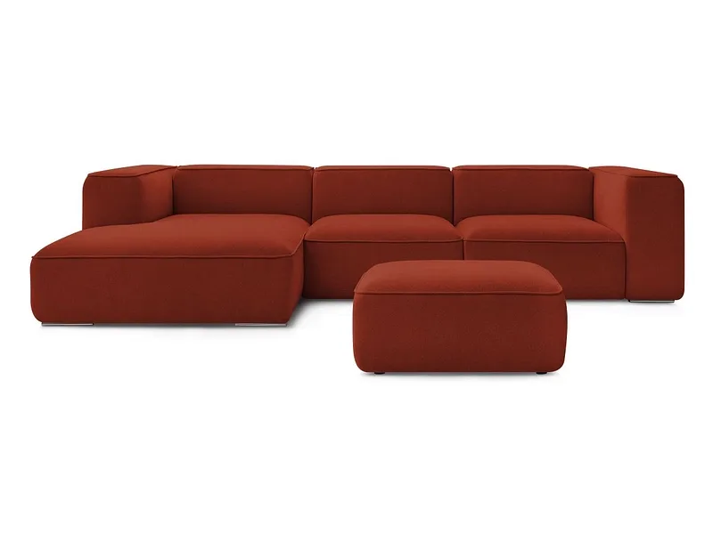Ecksofa mit Hocker BOBOCHIC ZEPHYR Stoff mit Textur orange