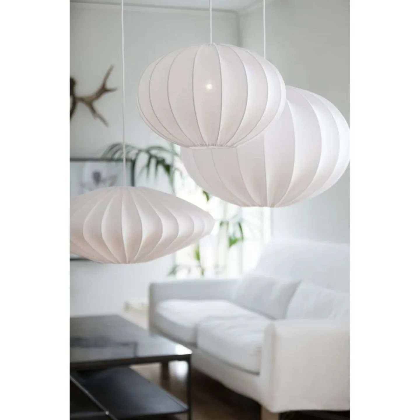 Boll 40 Schirm Oval White - Watt & Veke - Schlafzimmer - Skandinavisch - Stoff / Textil - Einflammig
